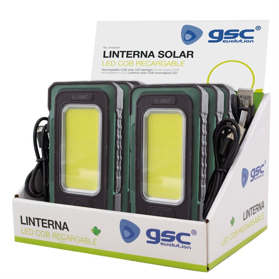 Caja 6 Linterna solar LED COB recargable 360lm