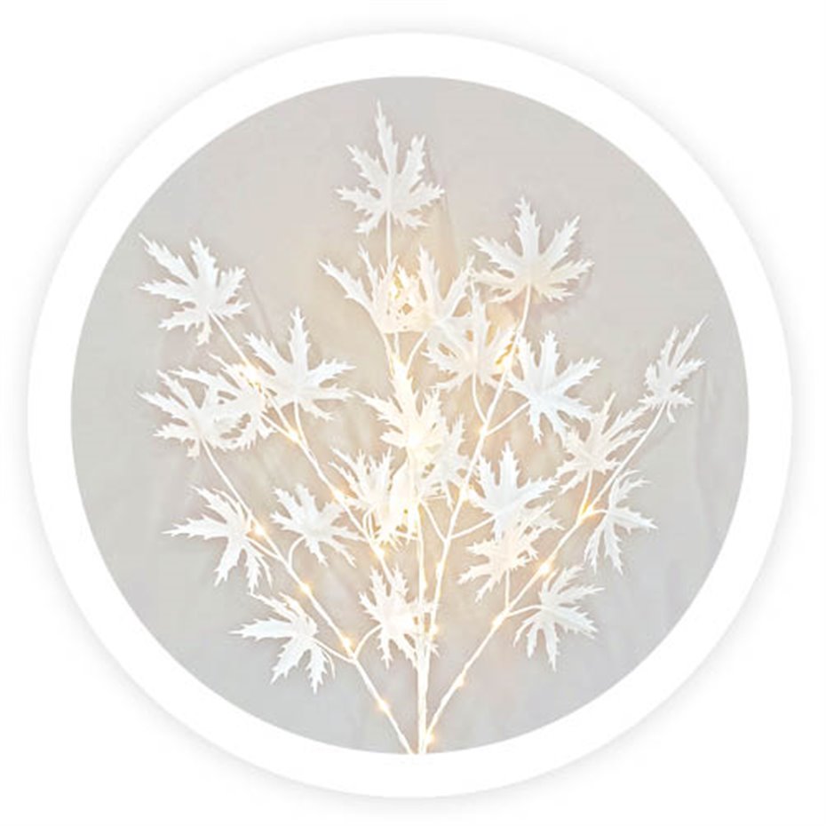 Rama decorativa LED de hojas de arce blancas 0,70M Luz cálida