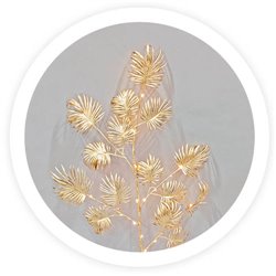Rama decorativa LED de hojas palmito doradas 0,75M Luz cálida