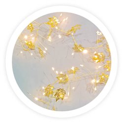 Guirnalda LED de hojas doradas 1,5M Luz cálida