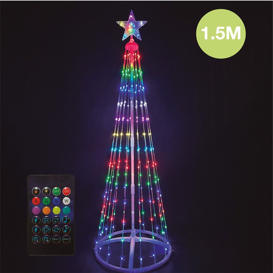 Árbol LED inteligente vía bluetooth y mando Kiondo 1,5M 24 funciones RGB IP44