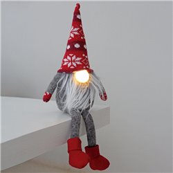 Gnomo de navidad LED con piernas colgantes Dremth 41cm 2xCR2032 Rojo y gris