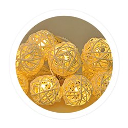 Guirnalda LED de bolas de madera 1,35M Luz cálida