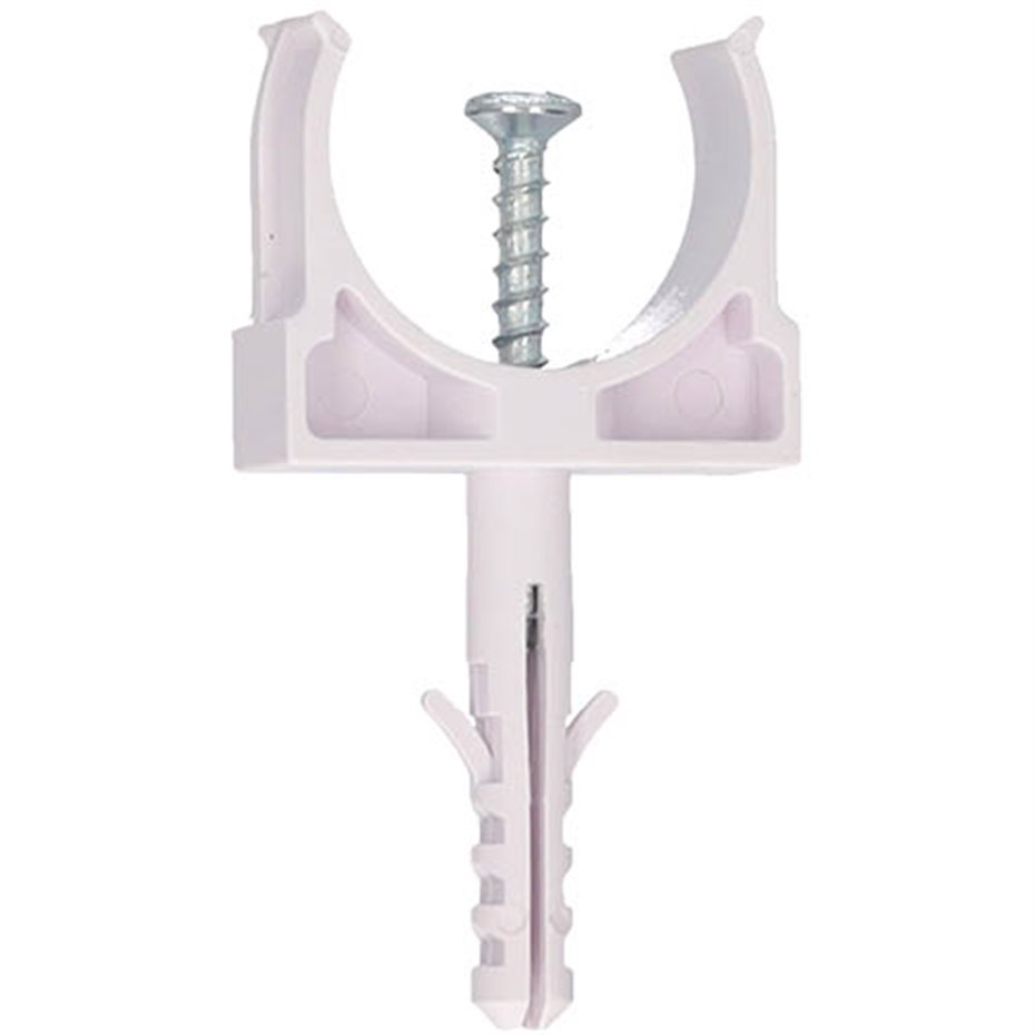 Pack 50u fijadores de tubo con taco Ø25mm