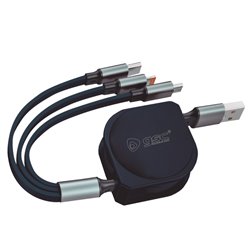 Cable cargador retáctil 3 en 1 (USB Tipo C, conector Lightining y Micro USB Tipo C)