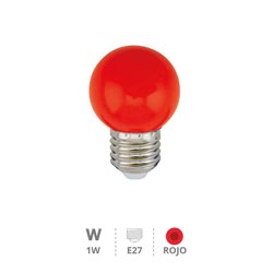 Bombilla LED esférica 1W E27 Rojo