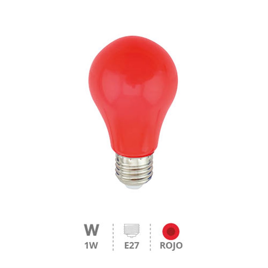 Bombilla LED estándar 1W E27 Rojo